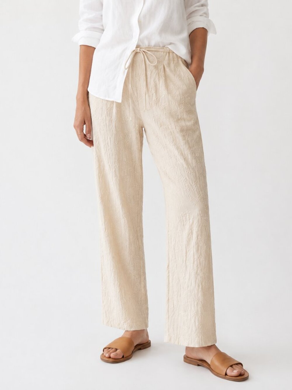 Her Entire Name Says Grace Embroidered Cotton Pants | Cottagecore Boho Wide Leg